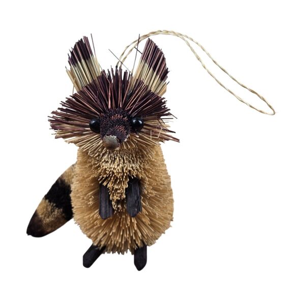 Lot of 3 Bristle Bottle Brush Woodland Animal Ornaments Squirrel Raccoon Fox - Picture 3 of 16